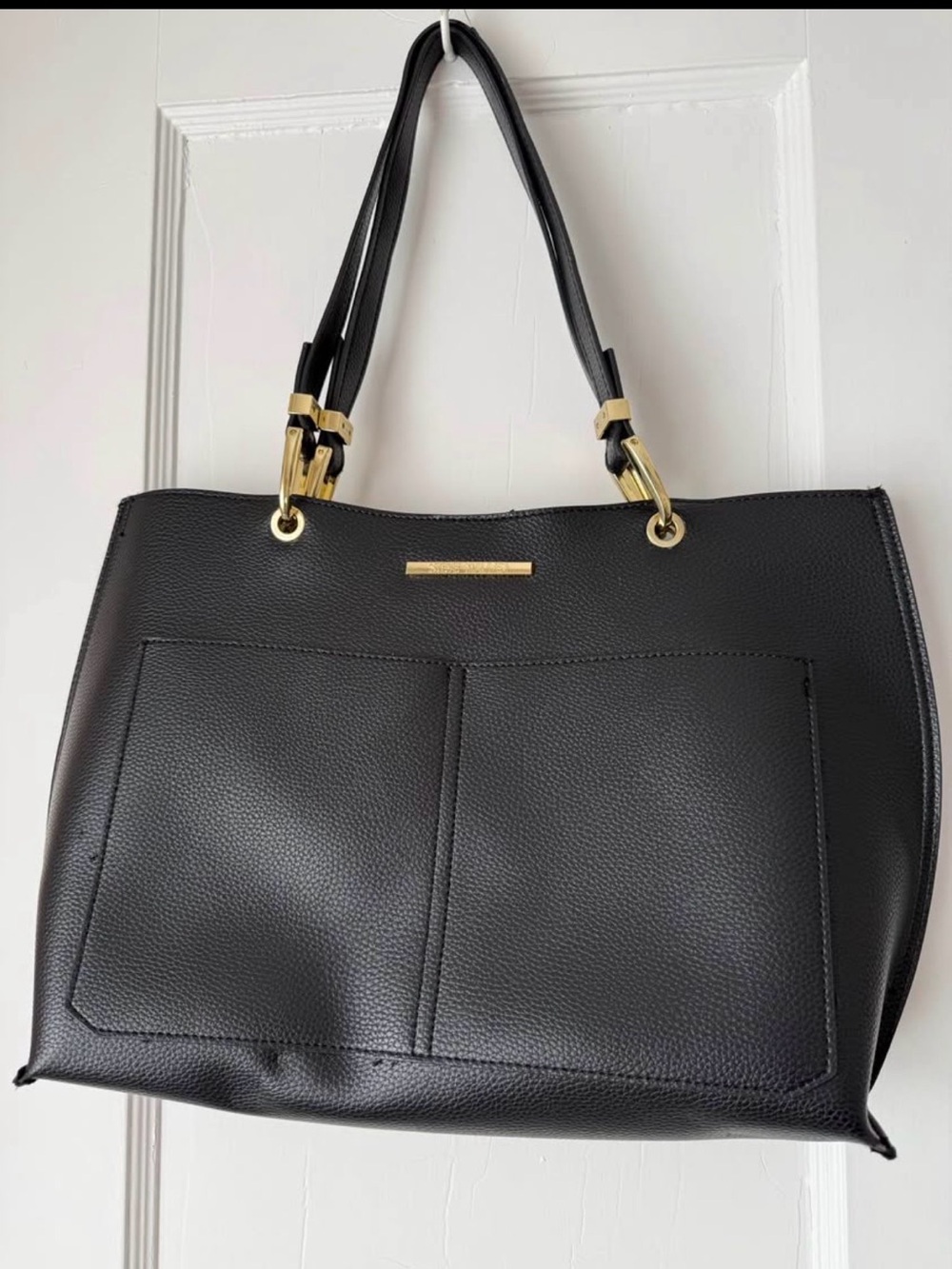 Steve Madden Black Tote with Gold Hardware